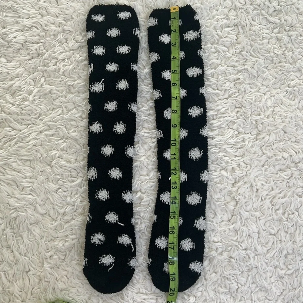 Fuzzy Socks Cozy Womens Long Socks Black and White